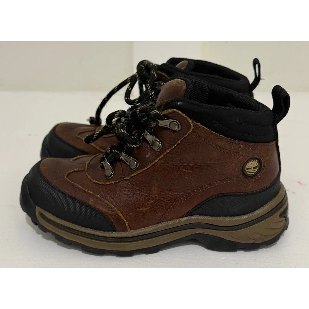 Timberland Toddler Kids Mt Maddsen Brown Leather Hiking Boots A1649 Size 10
